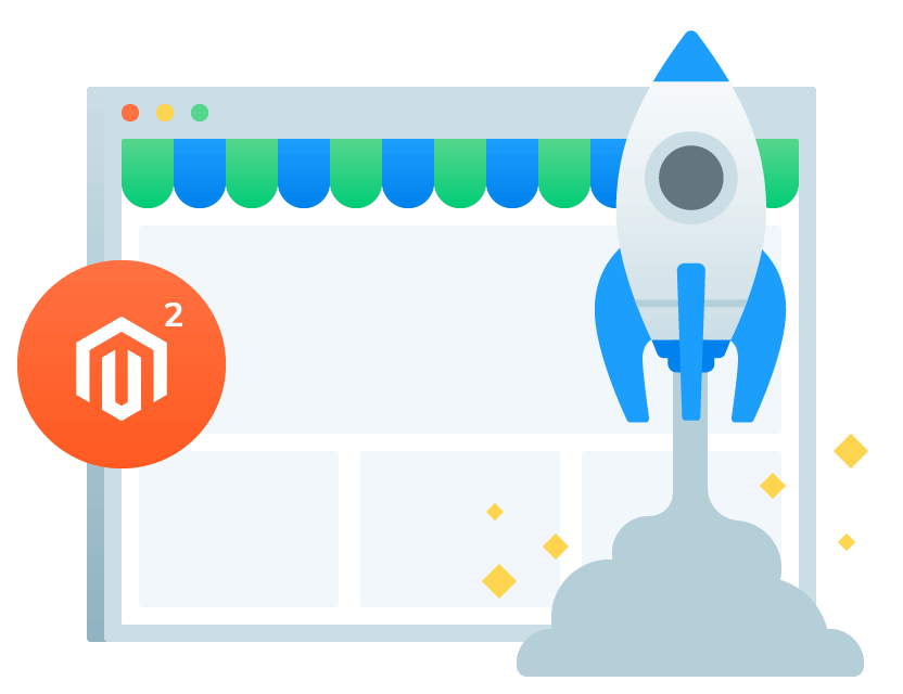 Space rocket flying a Magento headless website to new heights