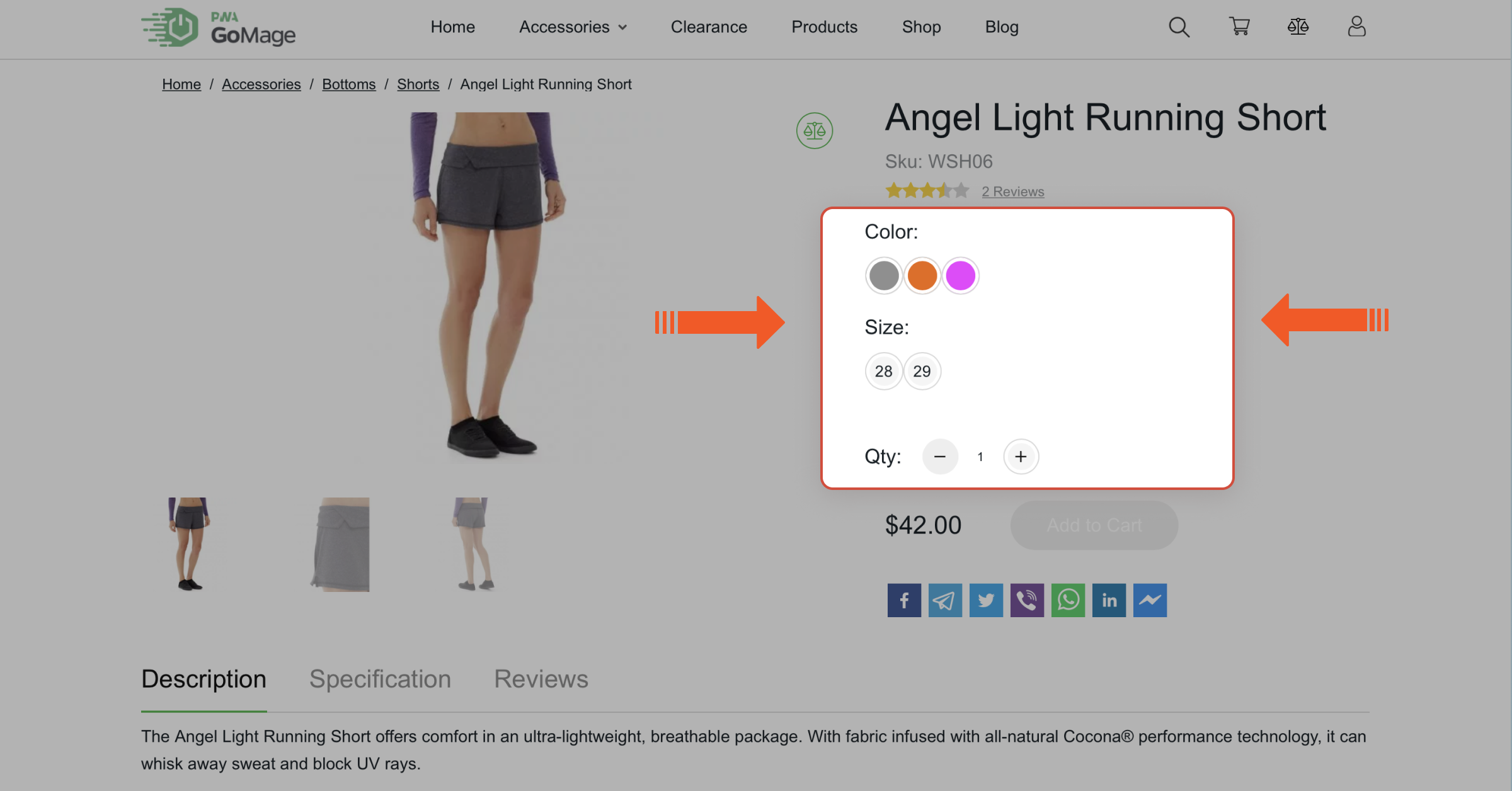 Filtering options on GoMage PWA Storefront