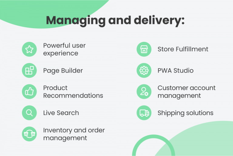 managing and delivery features of Adobe Commerce